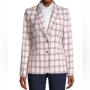 Tommy Hilfiger button from Plaid Jacket with elbow patch size 6